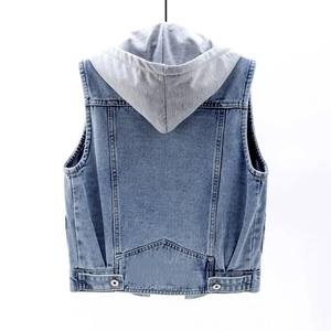 Chaleco Vaquero Unisex Casual Holgado con Capucha, Chaqueta sin Mangas Transpirable, Moda Otoñal, Ropa de Calle - Product Image 2