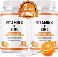 Comprimés de Vitamine C + Zinc OEM, Supplément Antioxydant pour le Système Immunitaire et Nerveux, Vitamines et Minéraux, 120 Comprimés Marque Privée