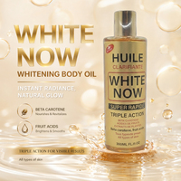 Huile Corporelle Clarifiante et Éclaircissante Triple Action Marque Blanche WHITE NOW à la Beta-Carotène Naturelle et aux Acides de Fruits, Huile Nourrissante et Blanchissante