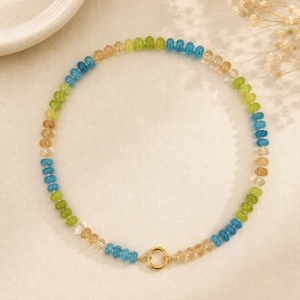 Collana da Donna alla <span class=keywords><strong>Moda</strong></span> <span class=keywords><strong>con</strong></span> Perline Abacus 5*8mm, Chiusura in Oro, Gioiello <span class=keywords><strong>con</strong></span> Pietre Colorate, Perle di Cristallo Naturale, Collana Girocollo 18'' - Product Image 6