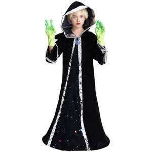 Disfraz Infantil de Halloween Único de MS, Disfraz de Cosplay de Extraterrestre, Abrigo Negro con Piel Verde para Niños, Actuación en Fiestas - Product Image 2