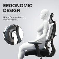 Chaise de bureau ergonomique LAIAN en mesh, avec accoudoirs 3D, appui-tête réglable, pivotante, pour manager