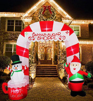 Arche gonflable géante en forme de canne à sucre pour Noël, avec éclairage LED, pour décoration