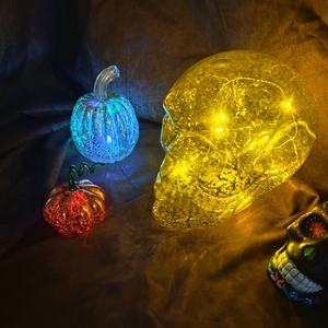 หัวผีทำจากแก้วลายฮาโลวีนมีไฟน่ากลัวสำหรับตกแต่งสวนงานฝีมือปาร์ตี้โครงกระดูกสยองขวัญ - Product Image 5