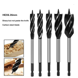 Brocas de taladro de madera con <span class=keywords><strong>punta</strong></span> de <span class=keywords><strong>tornillo</strong></span> de vástago hexagonal de 4 flautas personalizadas OEM para perforación de carpintería - Product Image 6