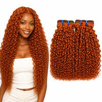 350 mèches de cheveux humains vietnamiens bruts bouclés profonds couleur gingembre-orange, extensions de tissage vierges avec cuticules alignées