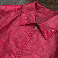 Fabrication de vêtements streetwear OEM sur mesure, veste en cuir vintage imperméable rouge, style hip hop, fermeture éclair, veste bomber pour moto, pour hommes