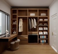Armoire à portes semi-ouvertes en tissu avec tiroirs à fermeture silencieuse et éclairage LED complet