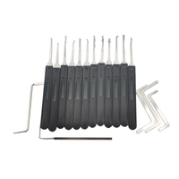Ventes chaudes 12 pièces Kit de crochetage de serrures avec poignée bleue et noire Outil d'extraction de clés