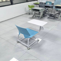 Table de formation scolaire et de bureau intégrée moderne et durable avec chaise, tableau d'écriture, pliable, en métal, réglable en hauteur, ergonomique