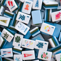 Set Mahjong Amerika untuk Berkemah di Pantai Musim Panas 160pcs Cincin Renang Akrilik Putih Pola Rekreasi Luar Ruangan Memancing Liburan Hadiah Liburan