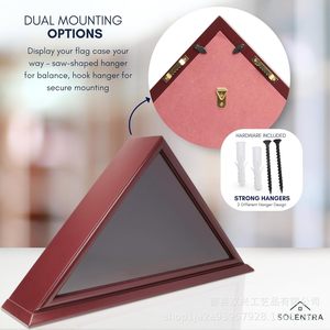 Wooden Triangular Flag <b>Display</b> <b>Case</b> 1107 <b>Wall</b> Mount Free Standing UV Protection Storage Box - Product Image 5