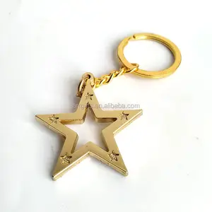 Five Star Gold Metal Keychain Star Design Metal Keyring Christmas Decorations