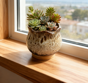 Jolies jardinières en céramique pour plantes succulentes, couleurs vives craquelées, pots de jardin avec drainage et soucoupe intégrée - Product Image 2