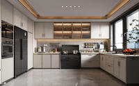 Ensemble de meubles de cuisine modernes de luxe en bois, sur mesure, complet, RTA, intelligent, petit, en mélaminé MDF, suspendu