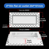 Sortie d'air rectangulaire respirante en aluminium gris pré-intégrée pour salle de bain, nouvelle sortie d'air centrale pour climatiseur