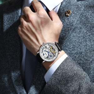 <span class=keywords><strong>KIMSDUN</strong></span>-reloj mecánico automático de alta calidad para hombre, K-2028A de cuero genuino, resistente al agua, luminoso, fase lunar, nuevo - Product Image 6