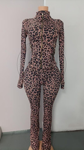 New Style Women Gym Ladies <strong>Outfits</strong> <strong>Leopard</strong> Yoga Top Activewear Custom Tracksuit Cheetah <strong>Print</strong> Two Piece Fold Over Flare Pant Set - Product Image 6
