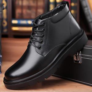 Bottes à lacets pour hommes en cuir véritable à bout rond, semelle extérieure en caoutchouc antidérapante, style combat décontracté pour le printemps - Product Image 3