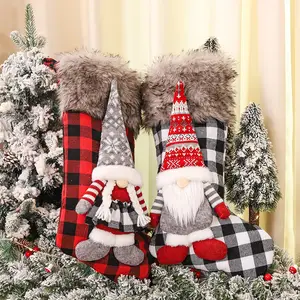 קישוטי חג המולד דמות תלת מימדית משובצת גרב חג המולד תליון עץ חג המולד תליון שקית ממתקים מתנה