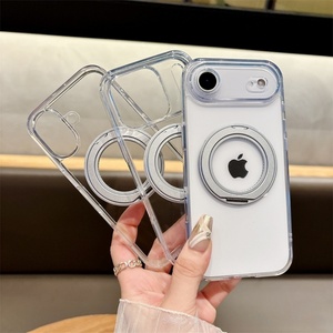 Anti-Fall <b>PC</b> TPU Bumper Hard Acrylic <b>Wireless</b> Charging 360 Rotating Holder Phone Case Cover for iPhone 17 Pro Max Air - Product Image 2