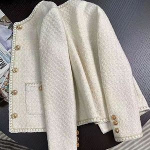 <span class=keywords><strong>Giacca</strong></span> Corta <span class=keywords><strong>in</strong></span> <span class=keywords><strong>Tweed</strong></span> Bianco Crema Stile Coreano Francese da Donna Autunno Inverno 2026 - Elegante e Lussuosa - Product Image 3