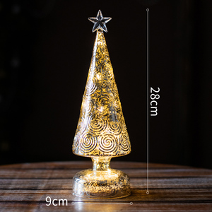 Sapin de Noël en verre transparent clair de mercure imprimé UV à LED alimenté par piles fait à la main de luxe avec des <span class=keywords><strong>baies</strong></span> rouges en rotin - Product Image 6