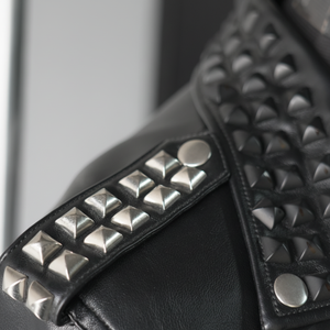 Chaqueta de Motociclista de Cuero con Diseño de Remaches, Cuello Alto con Capucha, Impresión 3D, Ajustada, de Secado Rápido, Unisex, al por Mayor - Product Image 1