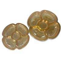 Wegwerp gouden bruiloft serveerschaal, voedselveilige PET, noten & gedroogd fruit snacks verpakkingsdoos, 5-delige plastic cateringdoos