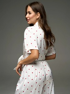 Conjunto <span class=keywords><strong>de</strong></span> Pijamas <span class=keywords><strong>de</strong></span> Seda y Satén para Mujer, Personalizado al por Mayor, Manga Corta, Pantalones Largos, Estampado <span class=keywords><strong>de</strong></span> Corazones, con Botones, Ropa <span class=keywords><strong>de</strong></span> Dormir, OEM, ODM - Product Image 4