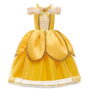 Costumes de princesse classiques pour petites filles HP Luxury, tenues de télévision et de cinéma, costumes d'Halloween et de Noël, robe jaune à plusieurs couches - Product Image 2