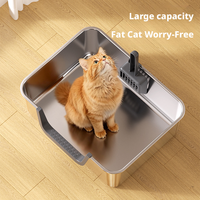 Litière pour chat en acier inoxydable de qualité supérieure, extra-large, anti-éclaboussures, entrée par le haut, fond antiadhésif, rectangulaire, facile à nettoyer