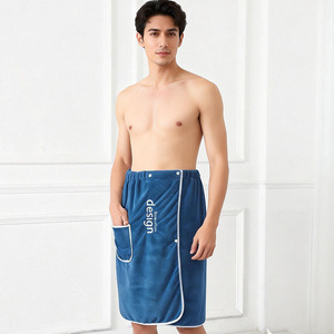 2026 Quick-Dry Plain Dyed 70*140cm Rectangle Bath Skirt Adults Men's Solid Color Shower Wrap-around <b>Beach</b> Towel - Product Image 2