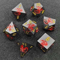 Jeu de dés en métal Dragon Noir Argenté, polyédriques, émaillés rouge, vert, bleu, pour RPG, D&D, jeux de rôle sur table, Pathfinder