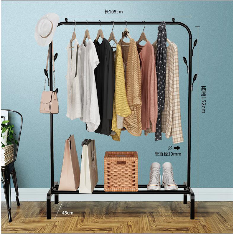 Double coat rack - Black - 105cm
