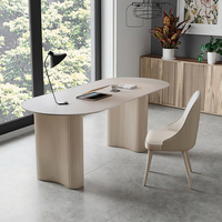 Bureau d'Ordinateur Nordique Moderne Blanc Pur, Table Simple Style Crème Ardoise pour Petit Appartement et Étude, Fabriquée en Panneau de Bois
