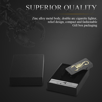 Encendedor de doble arco electrónico al por mayor, encendedor de cigarrillos TIGER PHOENIX SCORPION DRAGON EAGLE con carga USB y animal a prueba de viento