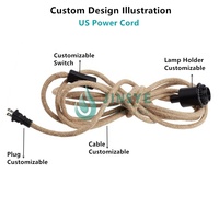 CE E27 Lampenfassung Hanfseil Rundes Kabel Hängende Stecker-Pendelleuchte Kabelset