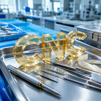Composants en plastique transparent ambré moulés par injection CNC PC/ABS personnalisés, autoclavables, OEM pour dispositifs médicaux et chirurgicaux