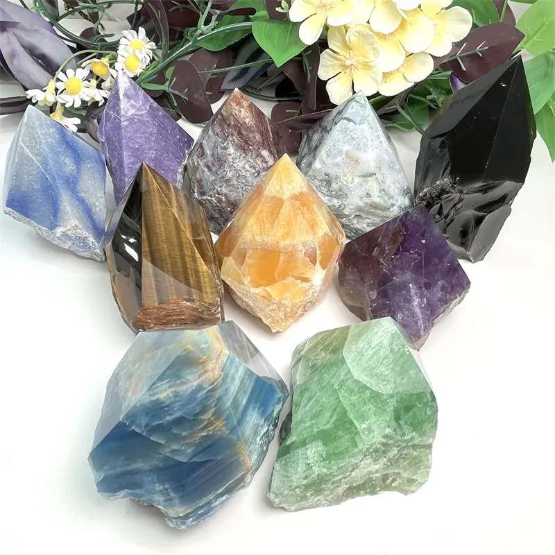 Wholesale High Quality Healing Natural Crystal Polished Stone Flower Agate Raw Stone Towers For Gifts