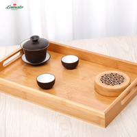 Plateau en bois de bambou, plateau rectangulaire en bois massif pour la maison, plateau à thé, plateau à tasses à eau
