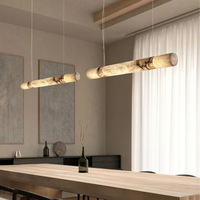 Luminaires suspendus Zeal Lighting, style minimaliste moderne, en cuivre et marbre, linéaires, en albâtre, pour table de salle à manger