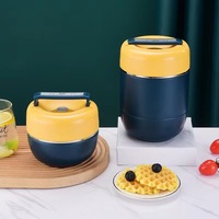 Couvercle rond de fiole de conservation de la chaleur d'acier inoxydable avec la boîte de déjeuner de thermos de réchauffeur de boîte de poignée