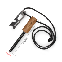 Allume-feu en fer Baiyuheng pour survie en extérieur 8x100mm avec cordon en paracorde noir tressé, outil d'urgence pour le camping