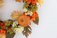 Couronne artificielle d'automne pour Halloween, marque Longgao, fabriquée en Guangdong, avec citrouilles et feuilles d'érable, décoration de Thanksgiving, idéale pour le bricolage