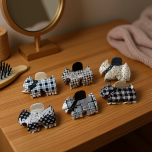 Pince à cheveux pour chiot West Highland White Terrier, 7 cm, noire et blanche rayée, pour femmes et filles - Product Image 2