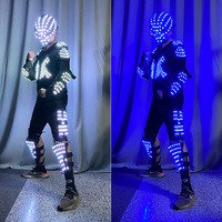 Tenue de performance lumineuse LED unisexe pour ballet, danse de salon, soirée, rave, hip-hop, robot Tron, imprimée en sérigraphie