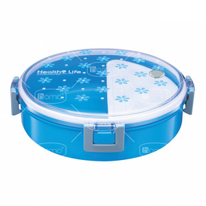 Health Life Round Plastic Lunch <b>Box</b> With Compartments Airtight Snap <b>Lock</b> Design For Healthy Meals - Product Image 5
