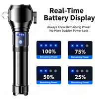 Lampe torche LED en alliage d'aluminium avec zoom, marteau de sécurité, coupe-ceinture de sécurité, lampe tactique, fixation magnétique latérale, étanche, USB
