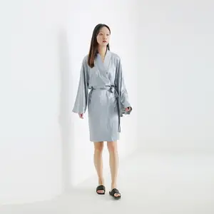 Hot sale discounts womens Ladies 100 silk pajamas Dressing robe Gown pajama silk christmas pajamas